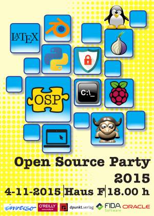 Plakat der Open Source Party 2015